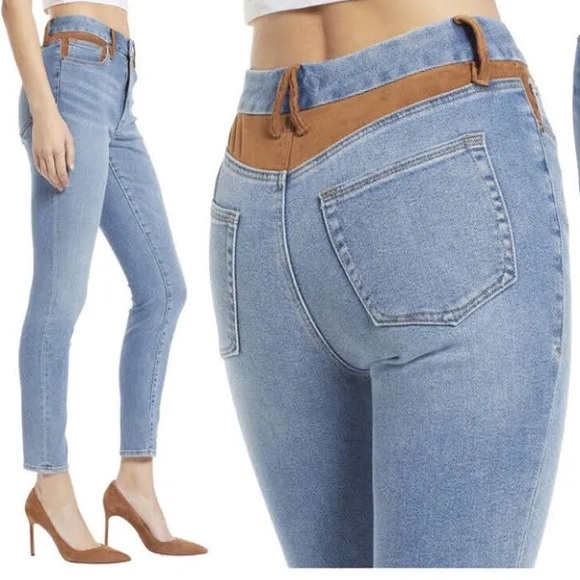 Good American Good Legs Suede Inset Skinny Jeans Western 26/2 - Picture 4 of 12